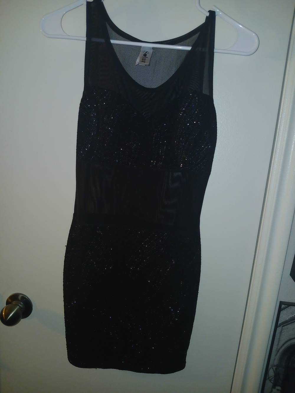 Black Sheer-Panel Sparkle Mini Dress